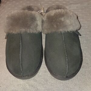 dearfoams Fireside Plush Shearling Slipper - Charcoal Gray